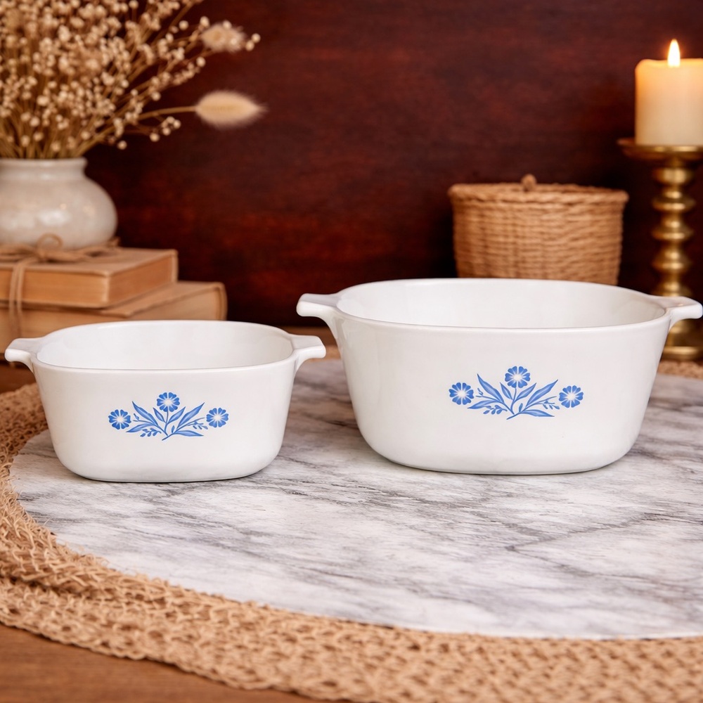 Vintage CorningWare‎ Corn Flower Bakeware Casserole Dish